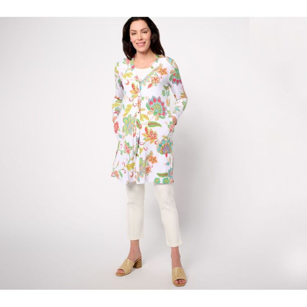 Susan Graver Women's Top Sweater Sz M Printed Liquid Knit Multi-colored A687819